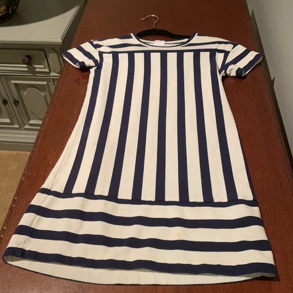 Crewcuts girls 10 white and navy striped dress - Picture 2 of 5